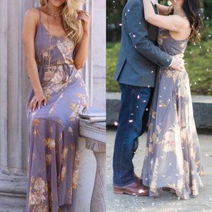 Lulu's Feeling Freesia Grey Floral Print Maxi Dress